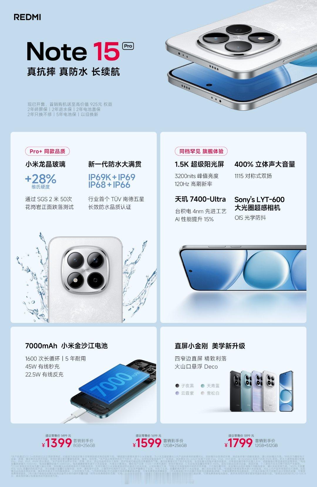 红米REDMINote15系列三款新品发布，Note15Pro+加量不加