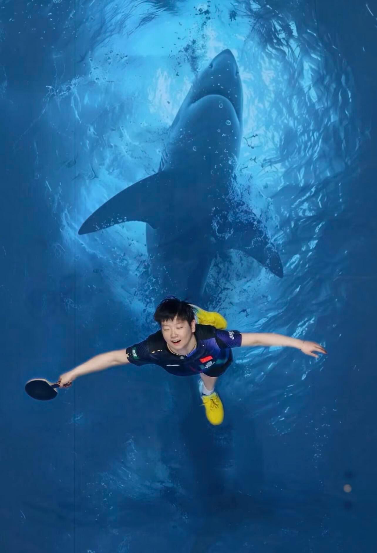 孙颖莎神图神图📷像在大海里自由遨游的鲨鱼🦈莎莎这张太神了！！！她的灵魂是自由