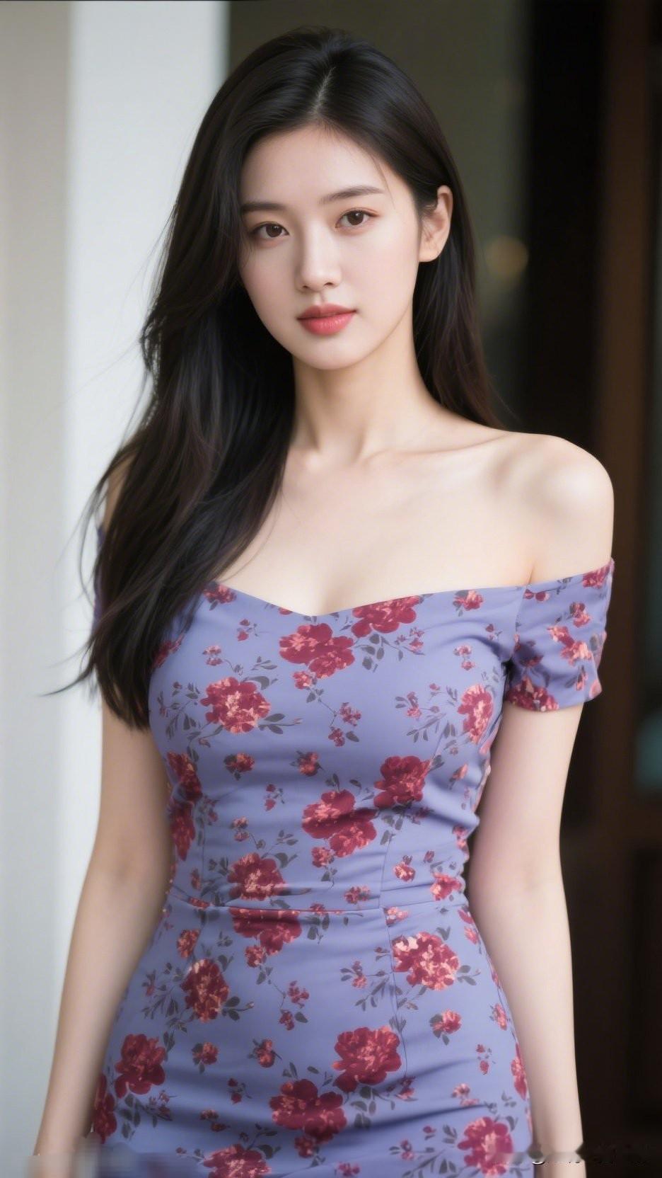 花间美人影，清风拂面来。有哪些美女让人过目难忘？温柔甜美的少女，紫色花裙，优雅