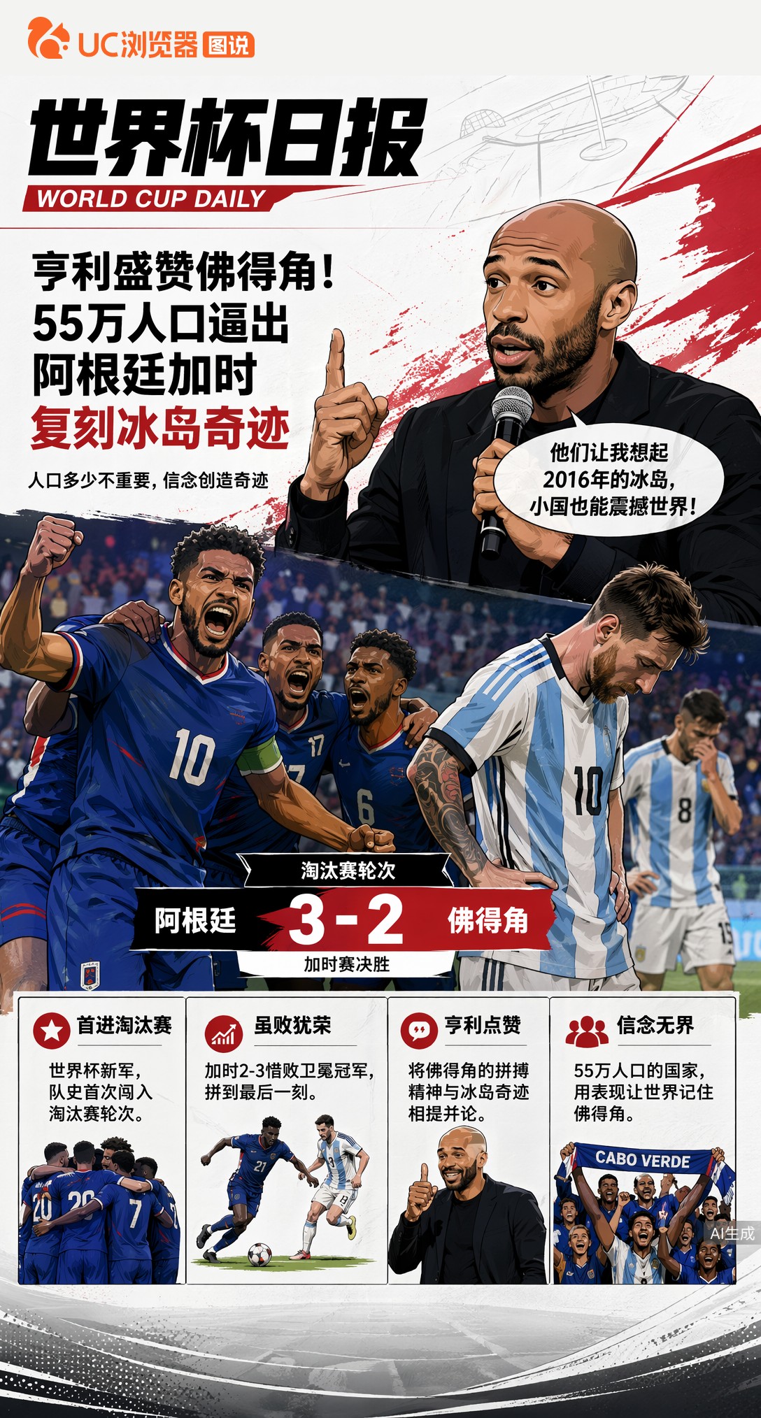亨利盛赞佛得角！55万人口逼出阿根廷加时，复刻冰岛奇迹