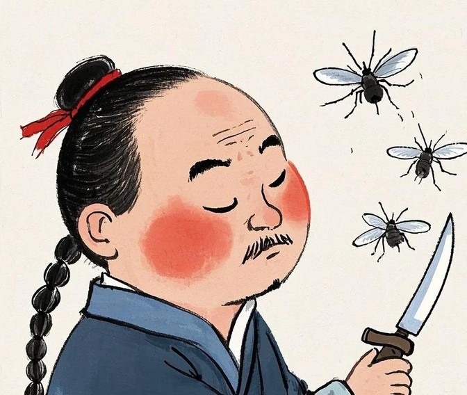 清乾隆年间的一天，苏松镇总兵马金在营中巡视，发现有个剃发匠坐在凳子上，挥动剃刀望