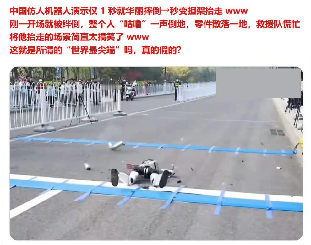 一个日本网友挑了亦庄马拉松上机器人摔倒的切片，然后说了这么一句话：「难道这就是所