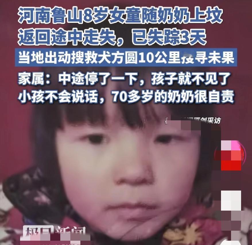 太揪心了！河南8岁失语女童失联超4天，警犬两次追至家中却不见人，这大冷的天，
