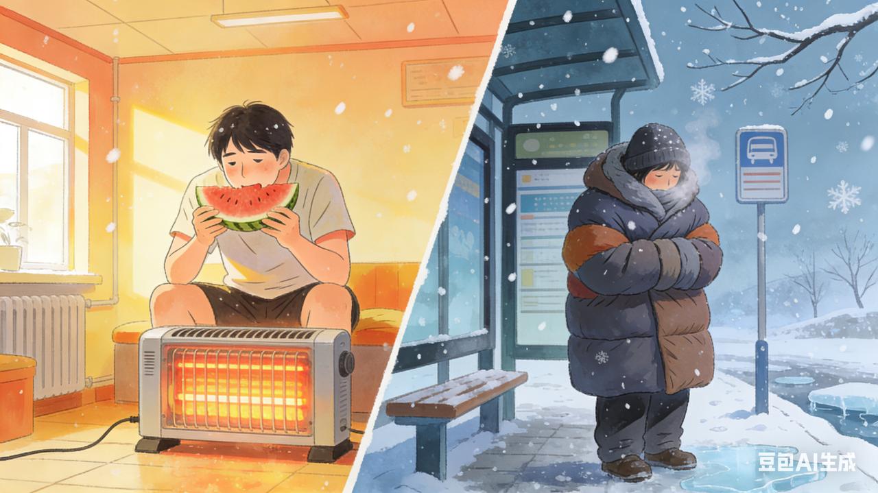 你别不信，其实，冬天最能体现贫富差距的季节。有人在暖气房里穿着短袖吃冰