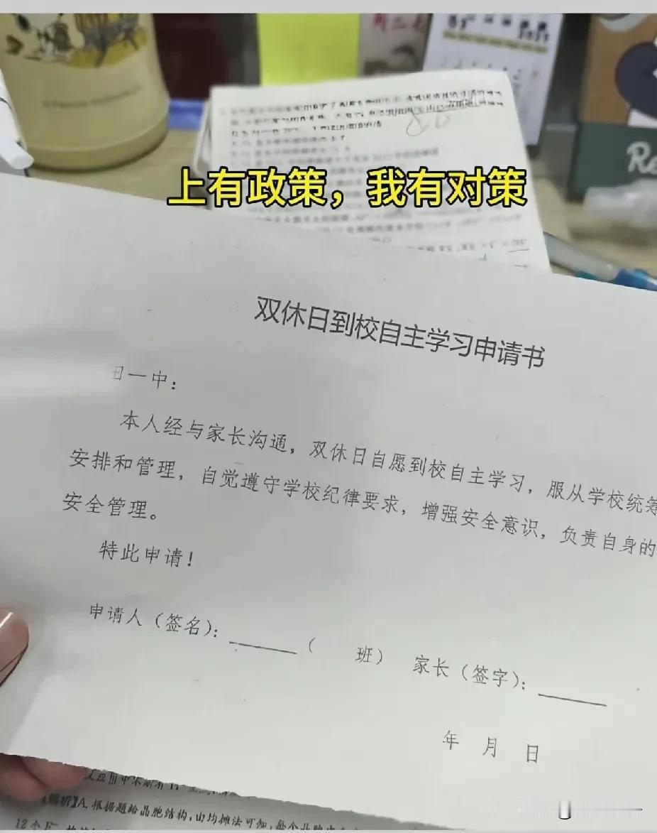 高中要实行双休制，果然，上有政策下有对策！立马就有高校搞出了应对办法，那就是周末