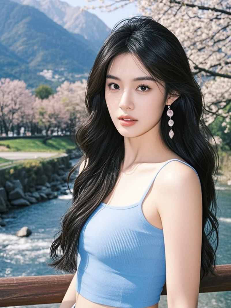 美女现身户外，优雅迷人风采尽显