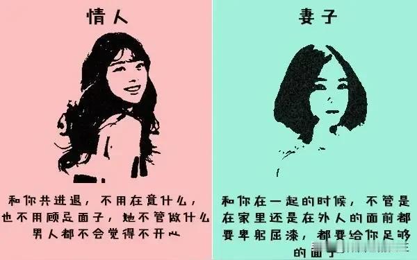 男人那里的说法是，:家里红旗不倒，外边彩旗飘飘！情人可以无数，老婆绝对只有一个！