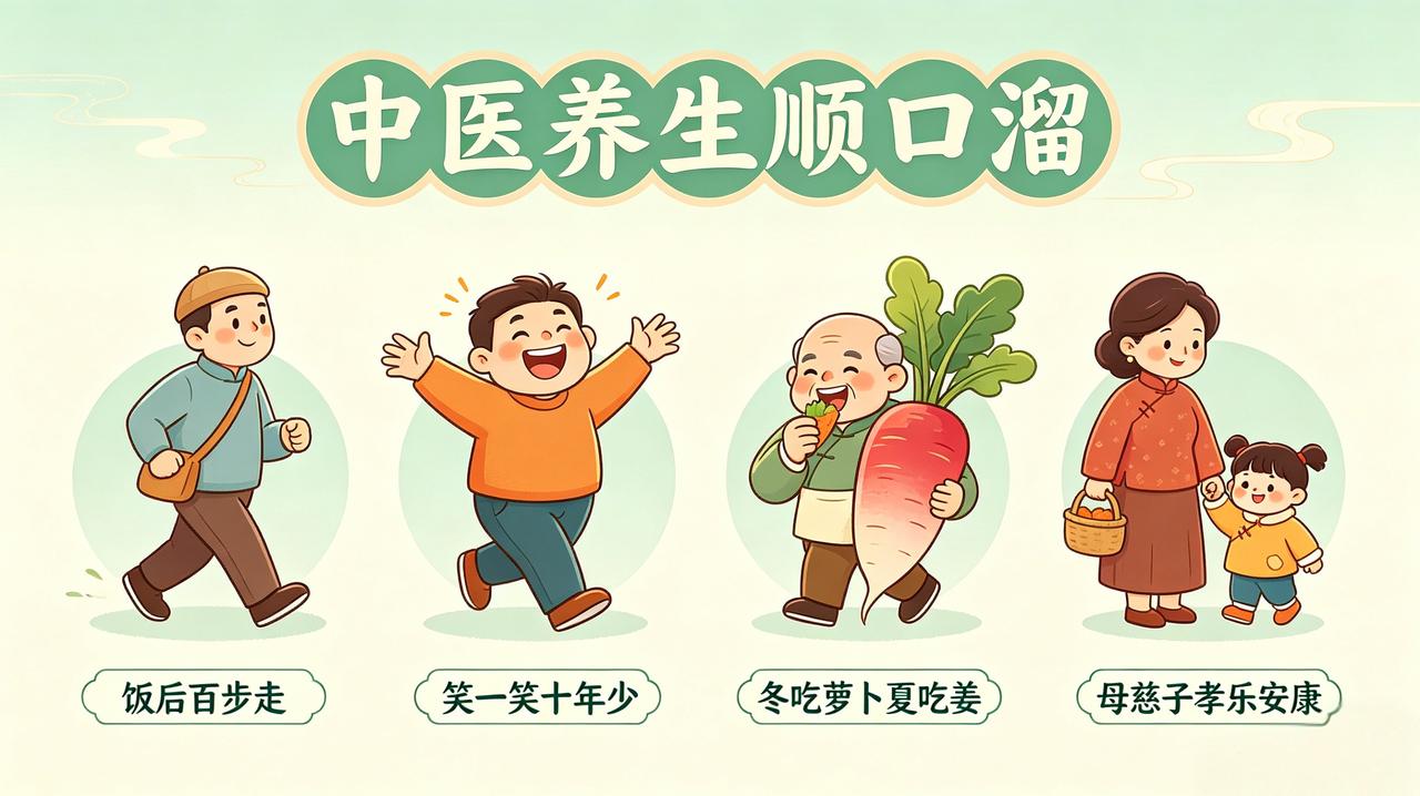 中医养生顺口溜1. 吃少能养病，吃多必伤身。2. 天色发黄必有雨，面色发