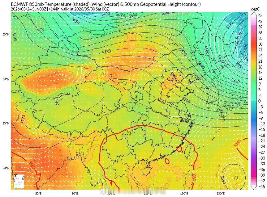 【下周中期后雨带会南移减弱】预计24日夜间至27日，我国的强降雨带维持在副高北