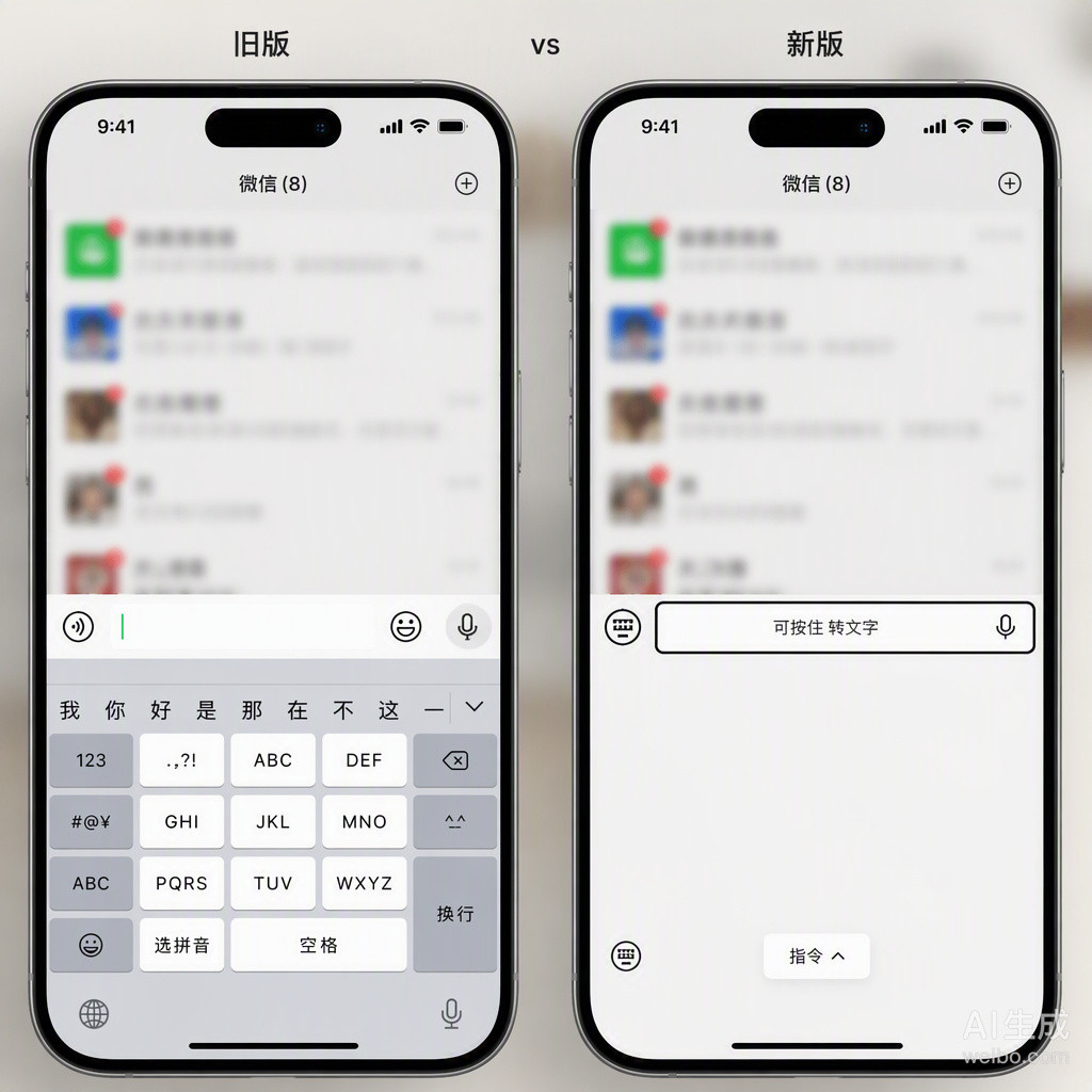 微信这次把输入框的长按功能从“粘贴”变成了“语音转文字”，看似是交互微调，实则是产品逻辑的一次权力让