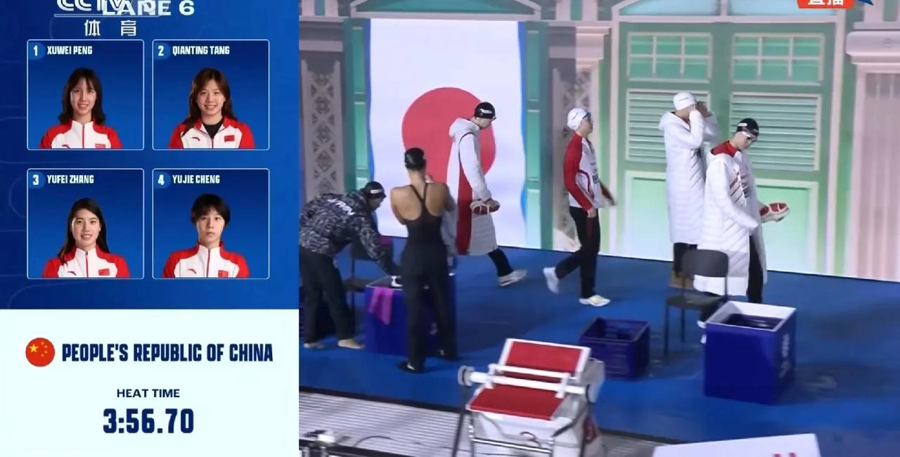 美国队破世界纪录，中国队摘铜！2025新加坡世界泳联锦标赛，收官之战，女子4