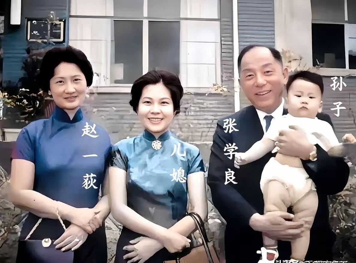 1962年台湾，儿媳抱着孙子探望张学良，这一幕温柔得让人心酸。彼时他已年过