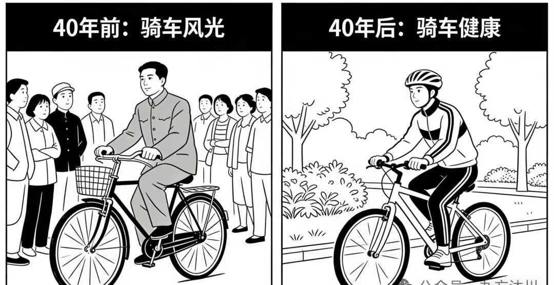 骑自行车40年前后对比