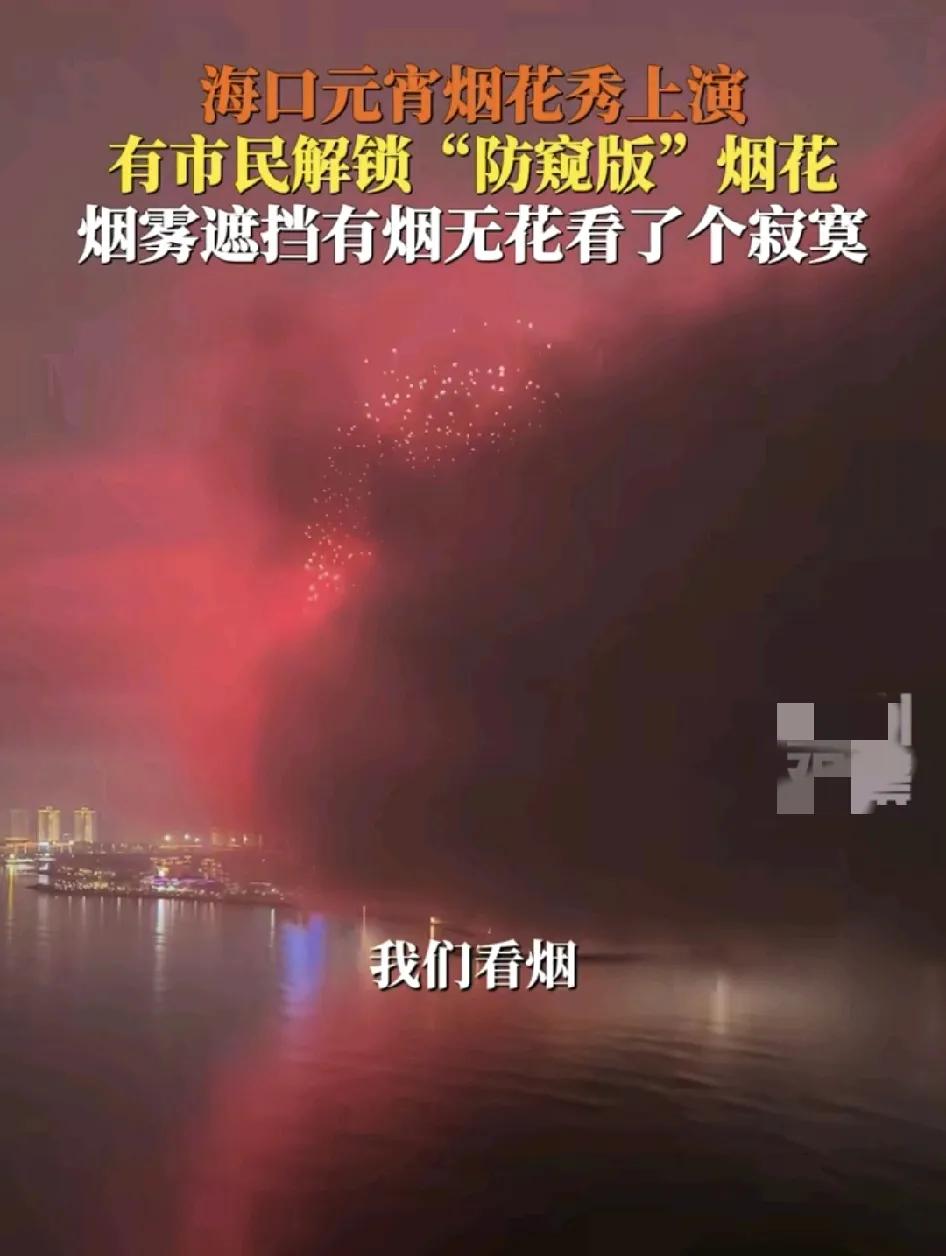 2月12日，海南海口，大型的烟花秀上演，但是广大的市民表示看了个寂寞，只看到烟没