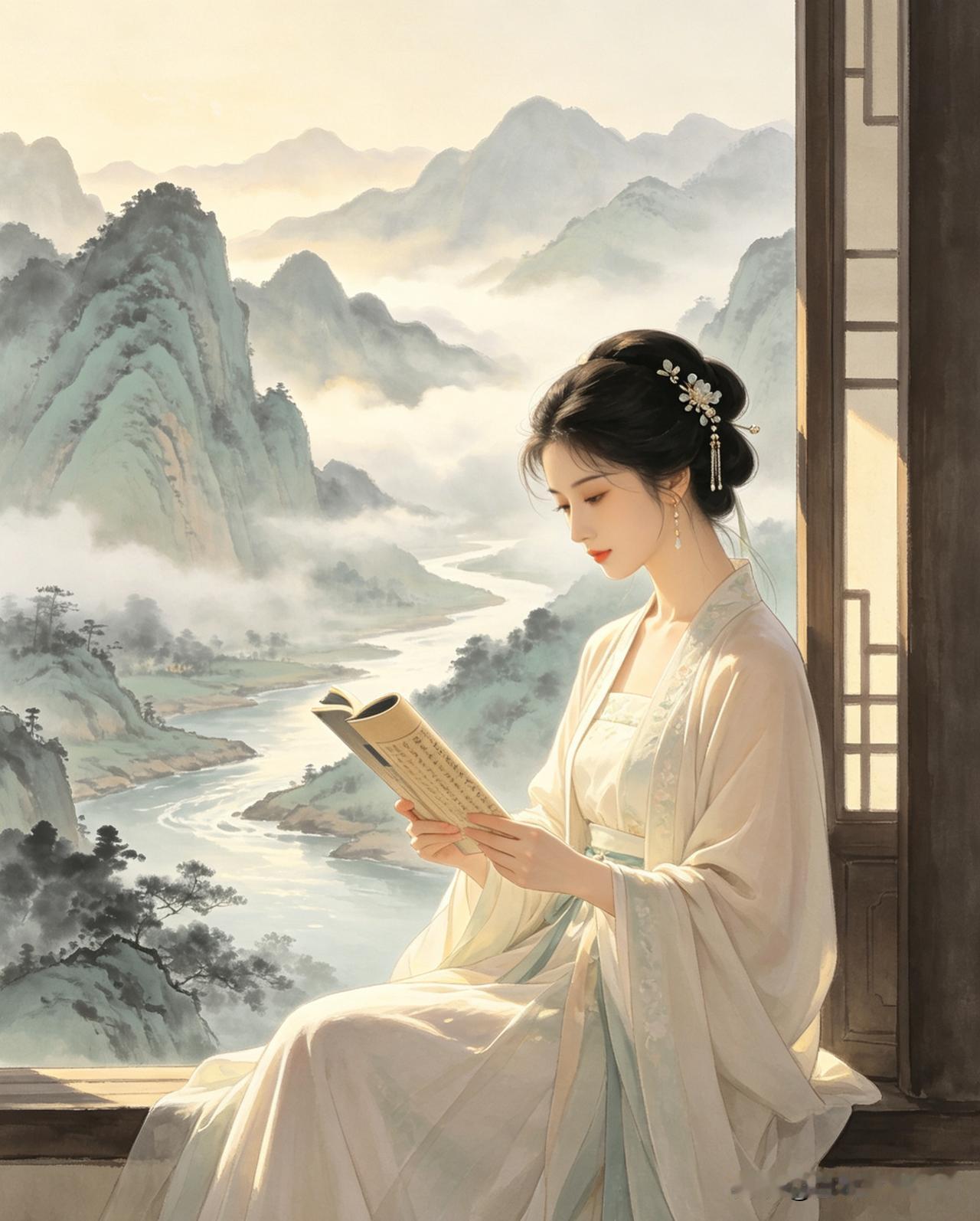七言·读书养韵烟火滋身养肉身，诗书润物净凡尘。久研文字添沉静，漫阅山