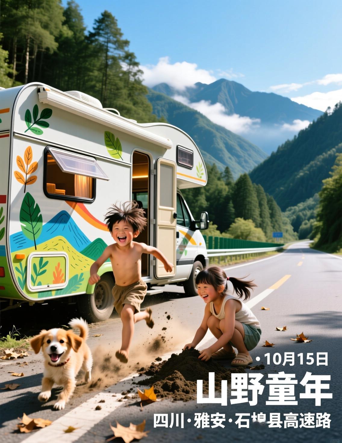 😜家人们谁懂啊！10月15号在四川雅安石棉县的高速上，有个开房车的家庭可太吸睛
