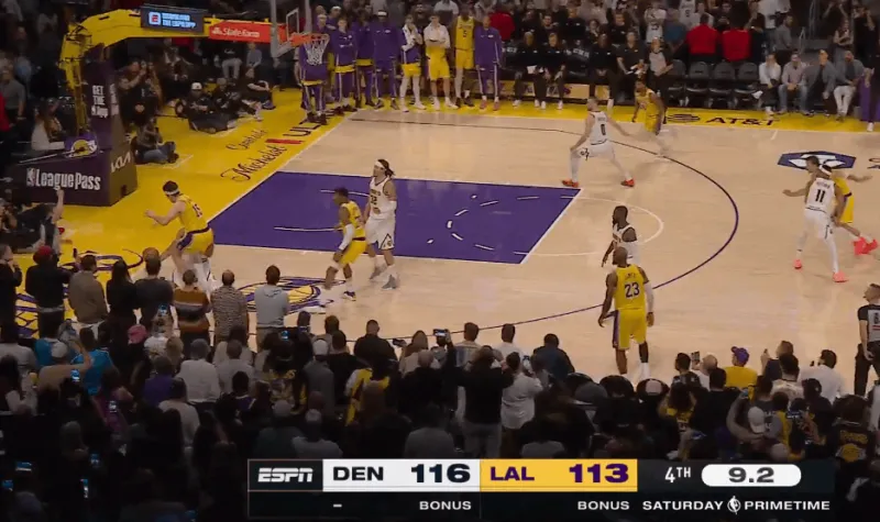 NBA官方公布湖人与掘金常规时间最后2分钟以及加时赛最后2分钟的裁判报告。报