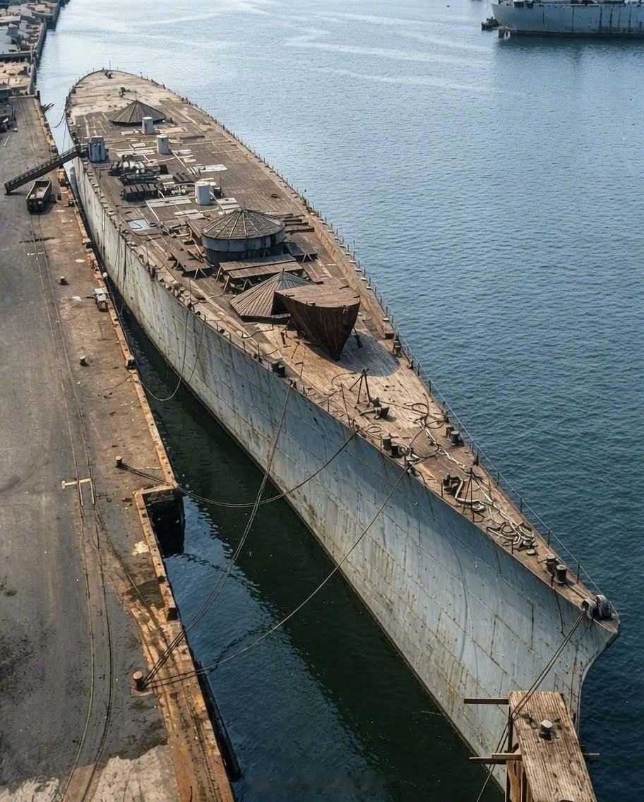 兵器影像衣阿华级战列舰肯塔基号（BB-66）从未完工的船体，拍摄于1955年3