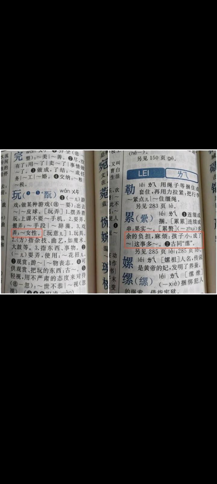 大快人心！这次第13版《新华字典》。在“累（léi）”字“累赘”一词的释义里，终