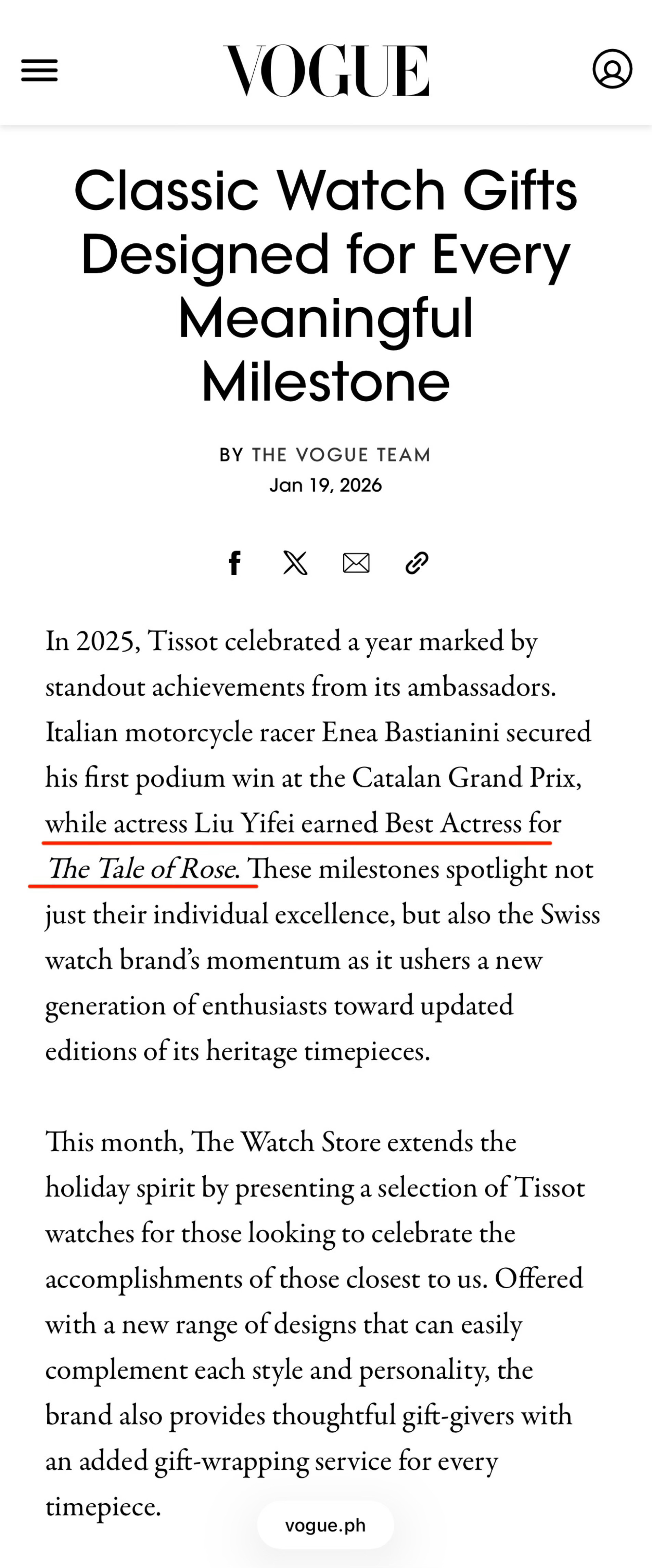 刘亦菲刘亦菲lyf天梭全球品牌代言人刘亦菲VoguePhilippine