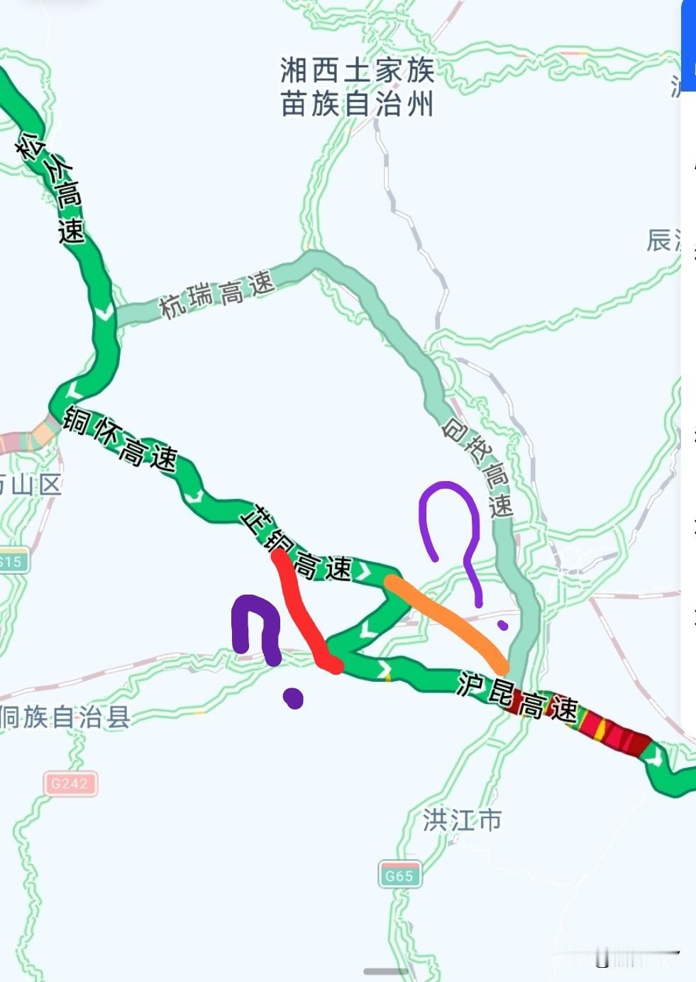 一直没搞明白这个芷铜高速修成栏中半腰的是为了啥？为什么不与沪昆高速与包茂高速的交