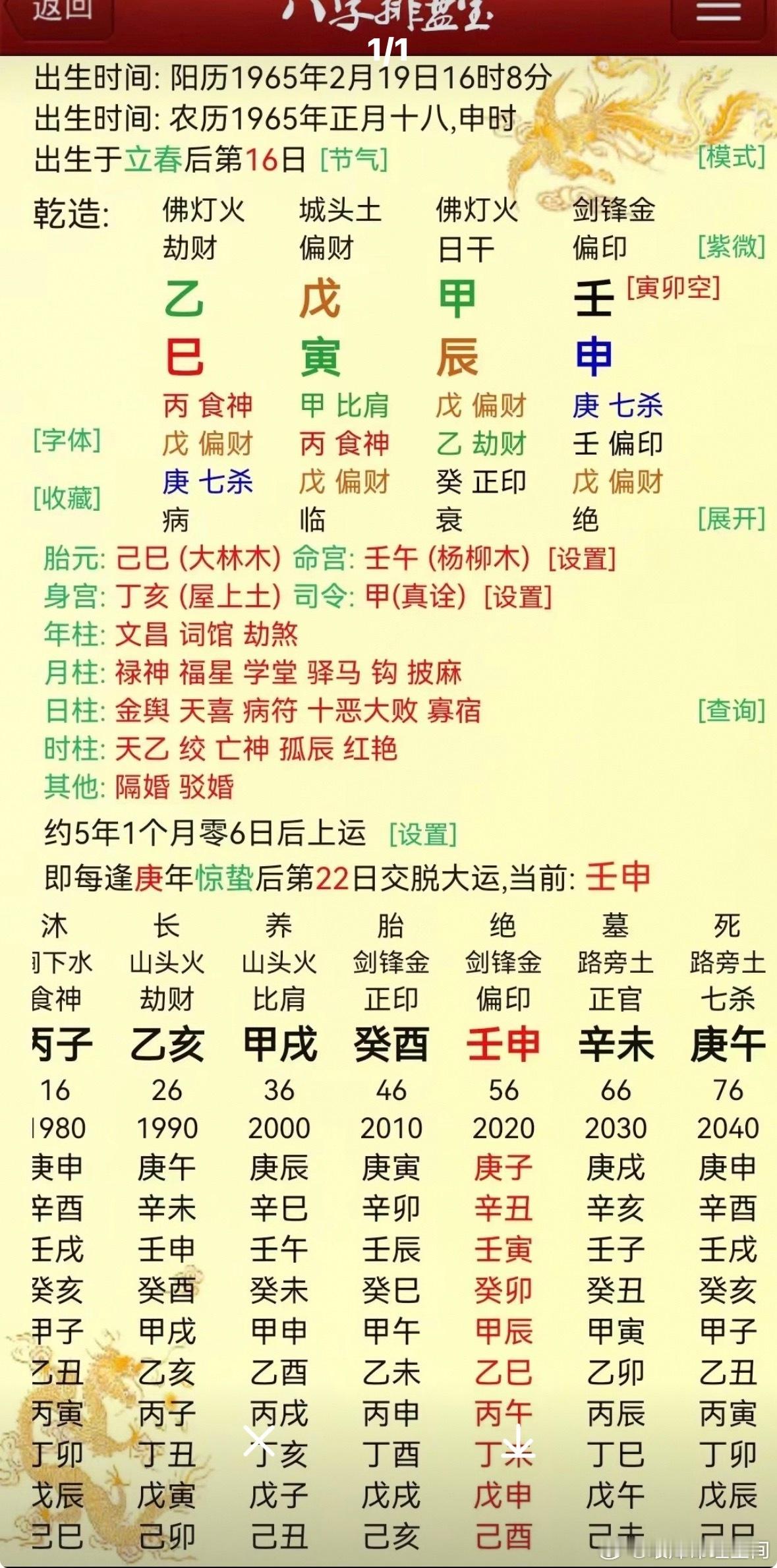根据你提供的八字排盘，我们可以一步步来分析这个命局的“身强身弱”。1.确定日主