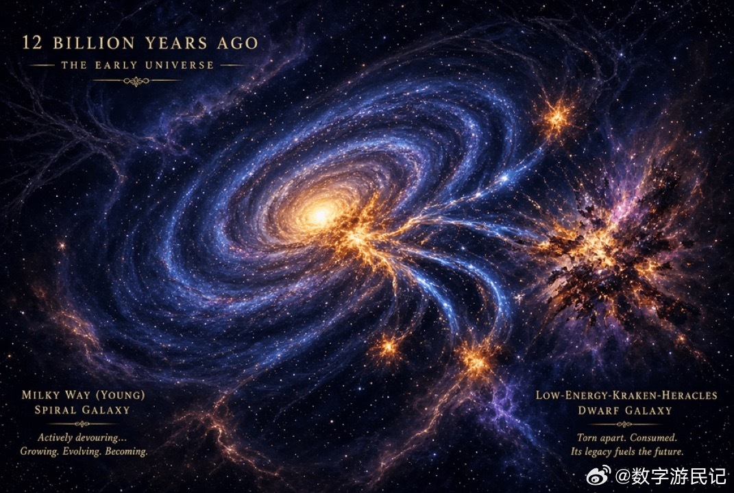 银河系首次盛宴：古老宇宙食人者在我们银河系心脏留下永久伤疤我们的家园银河系有着一