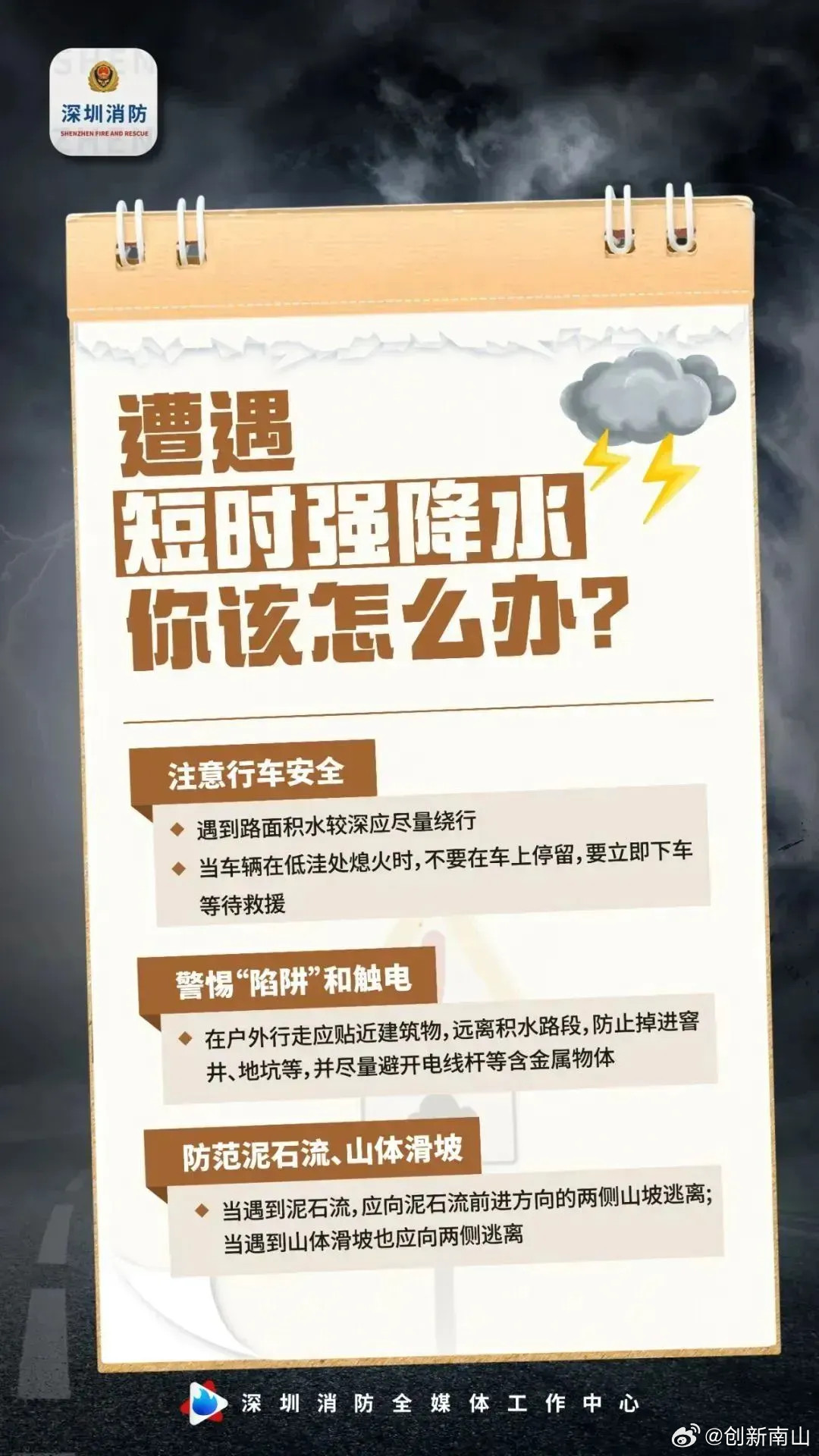 #广东最低温跌到1字头#|#Hi看天气#☁️南山明日天气：多云间阴天，有短时（雷）阵雨，局地雨势较大