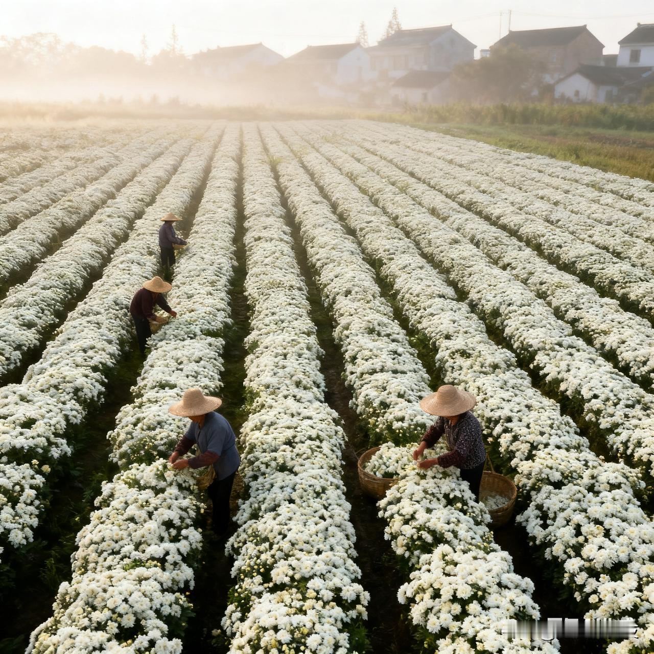 【桐乡千亩杭白菊绽放“白色黄金海”！一朵花如何成就养生传奇与十亿产业？】当江