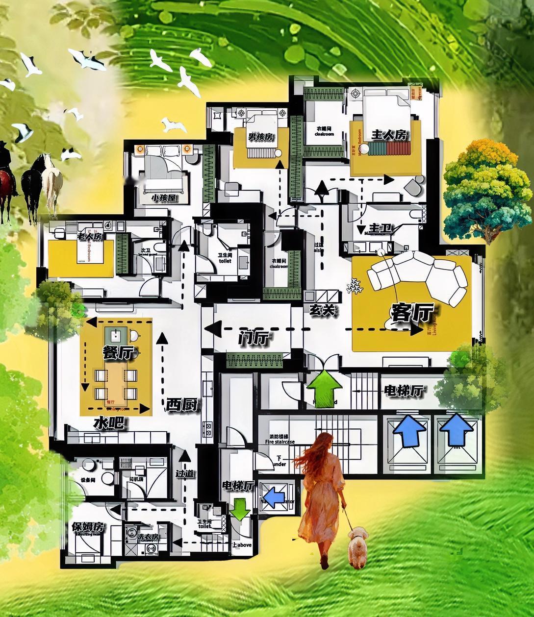 最不乱七八糟的户型，谁懂阳光四居室，最理想325㎡，公区分的妙，私区能扛事，一