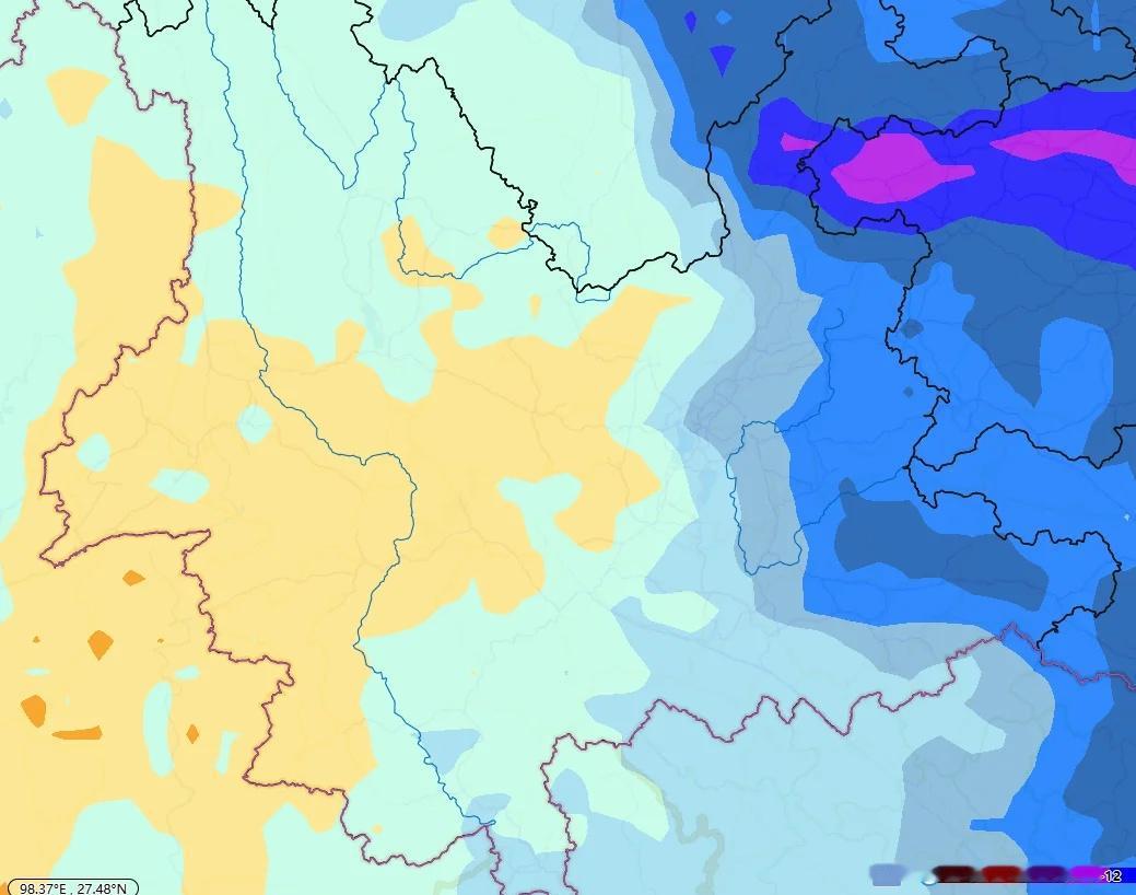 冷空气将造成云南降温降雨🌧️下周寒潮将暴击云南。从17日开始，云南东部的昭