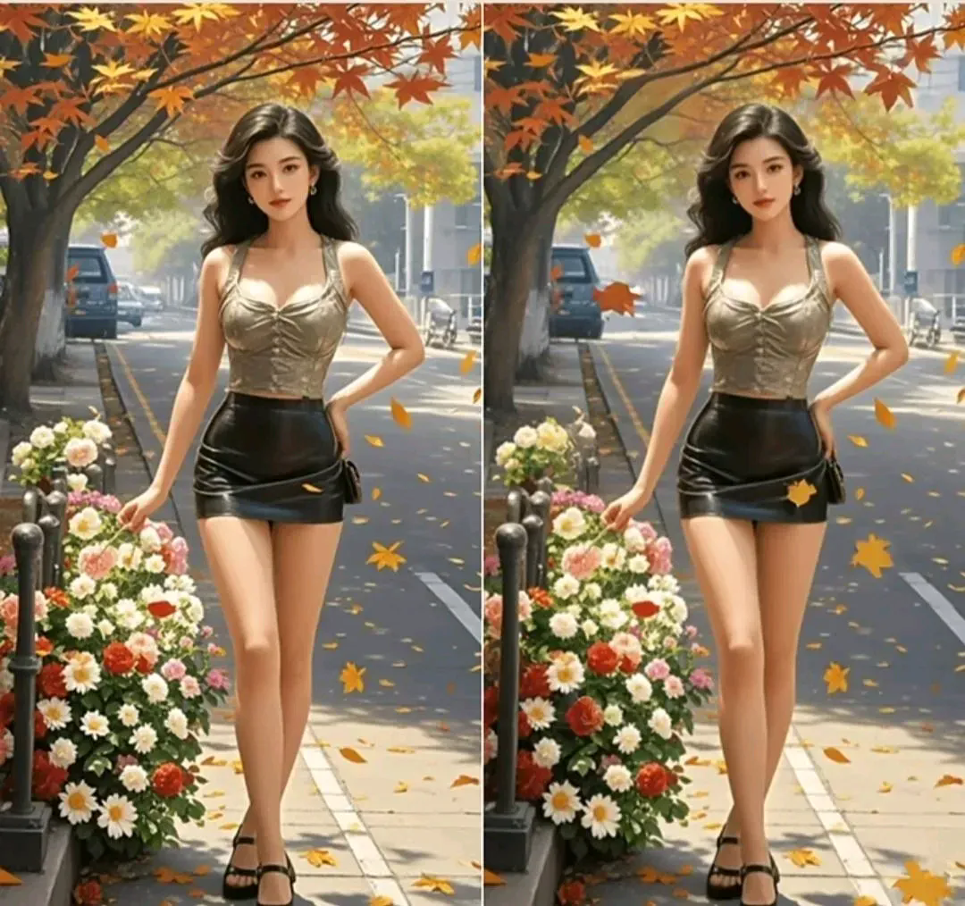 美女找茬，你能找到几处？找到6处及格找到8处优秀找到10处以上封神