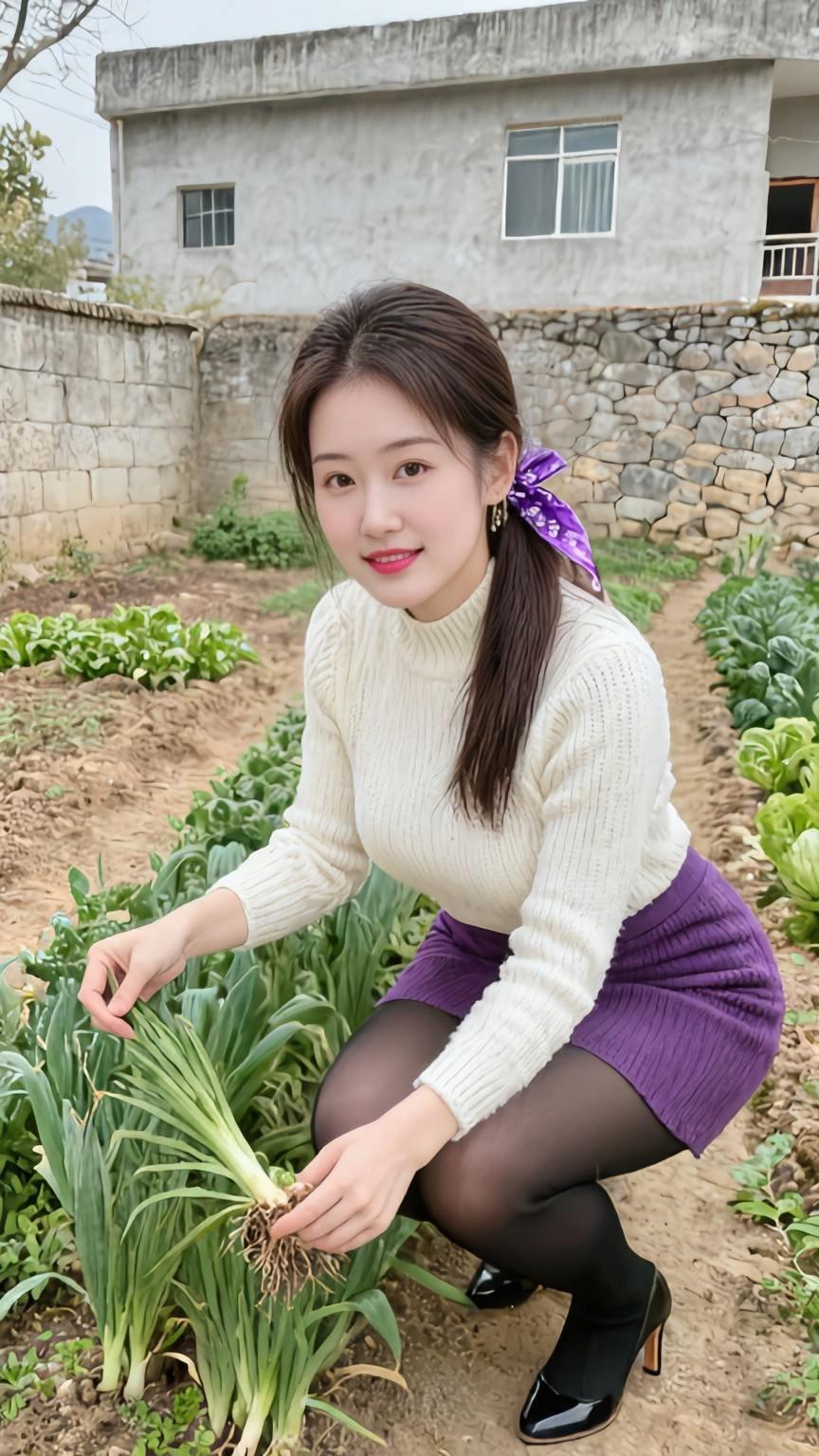 我的农村生活农村姑娘田园风景菜地