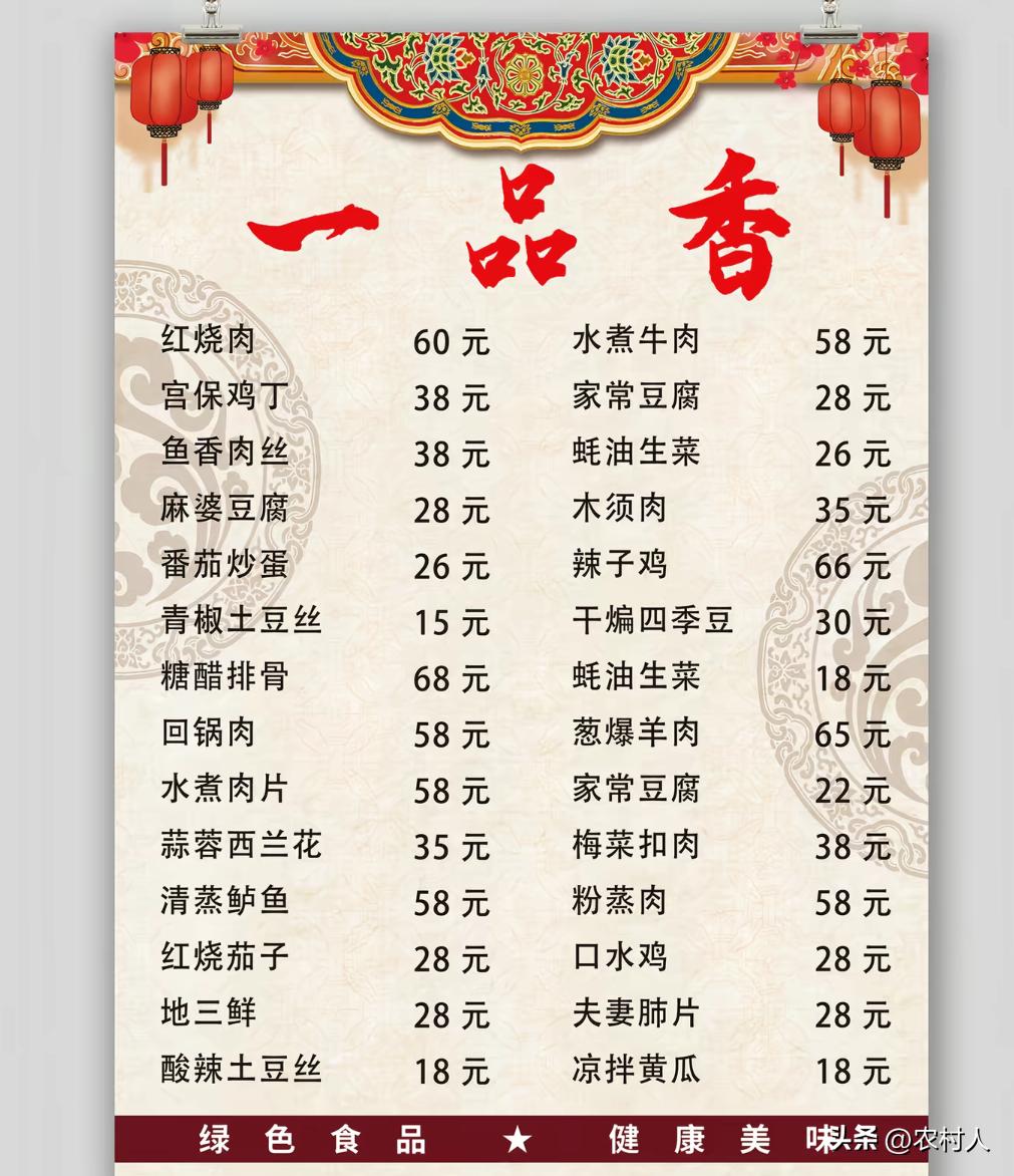 明天饭馆准备开业，这是我准备的菜单。你们觉得我定的价格合理吗？