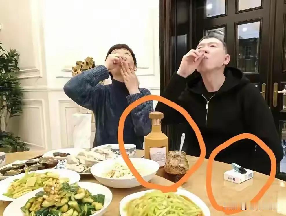 冯小刚和徐帆在家对饮的场景，感觉很温馨很惬意，冯小刚是内地知名导演，被誉为贺岁片