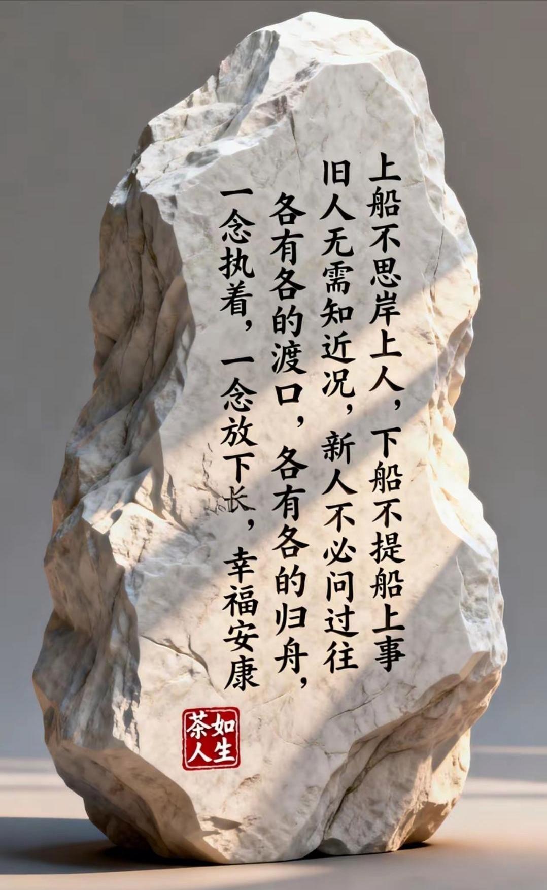 上船不思岸上人下船不提船上事旧人无需知近况新人不必问过往各有各的渡口各