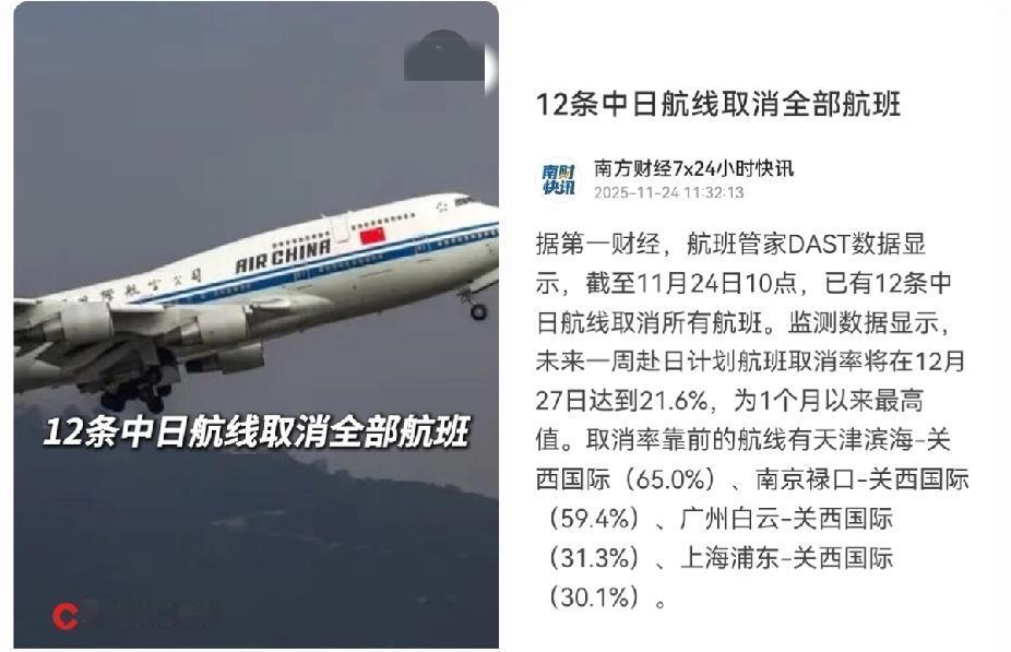 干得漂亮！这才是对小日子最直接的回应。今天早上看到的消息，12条中日航线已