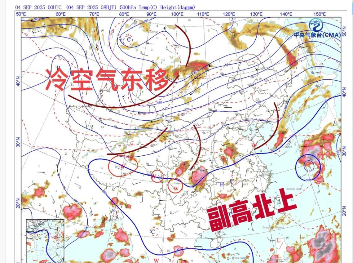 【天气观察】云图上看今天副高环流加强西伸北上。受其影响，江西浙江当前局部地方气