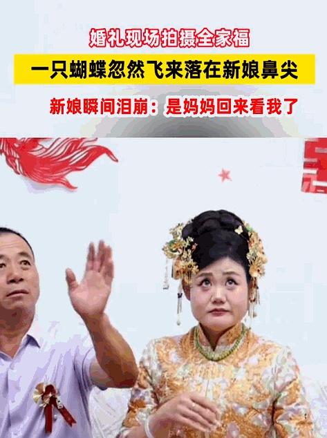 婚礼上最戳人的，不一定是戒指和红包，可能是一只蝴蝶。山东这场婚礼就挺让人破防的
