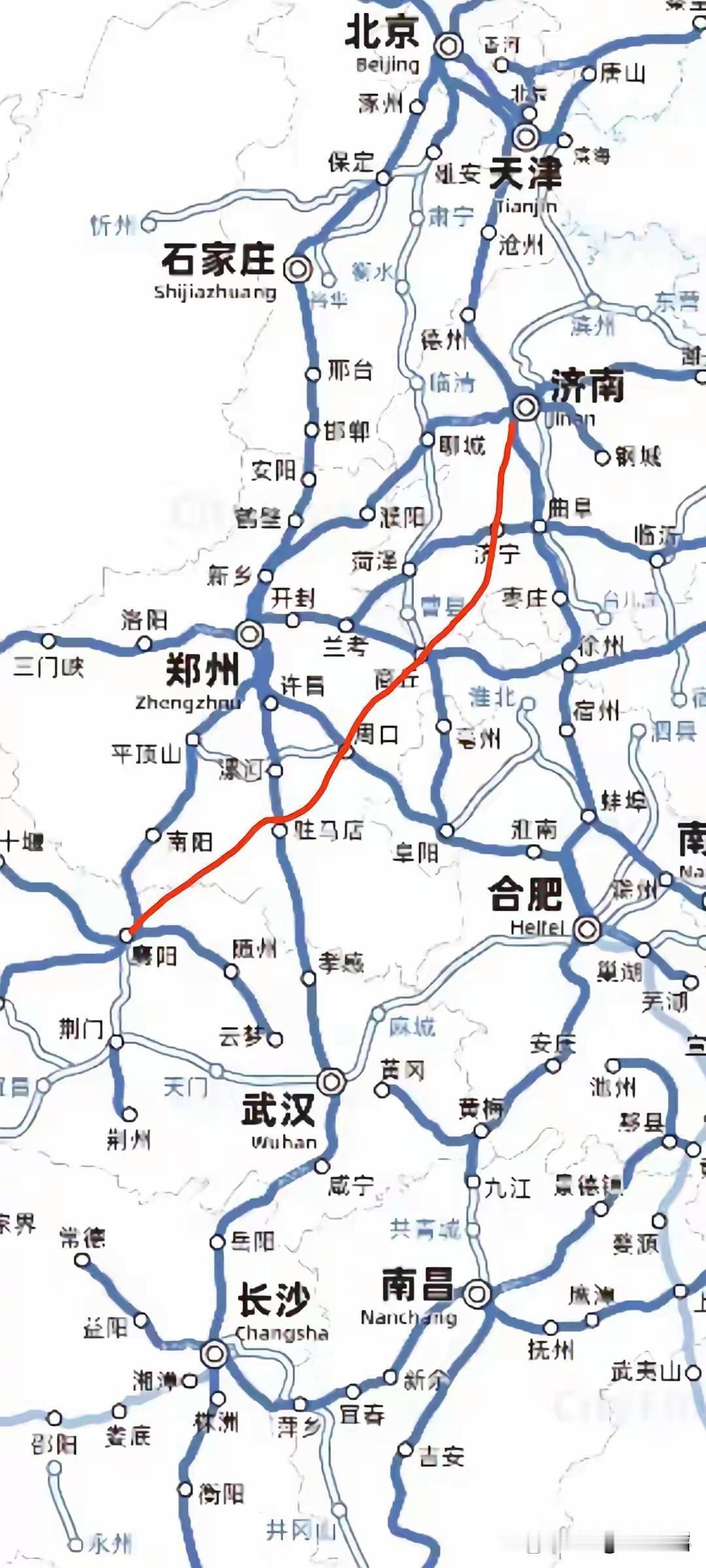 济南，济宁，商丘的高铁局限于两个省。能不能把这条高铁从济南延伸到襄阳！？有部分