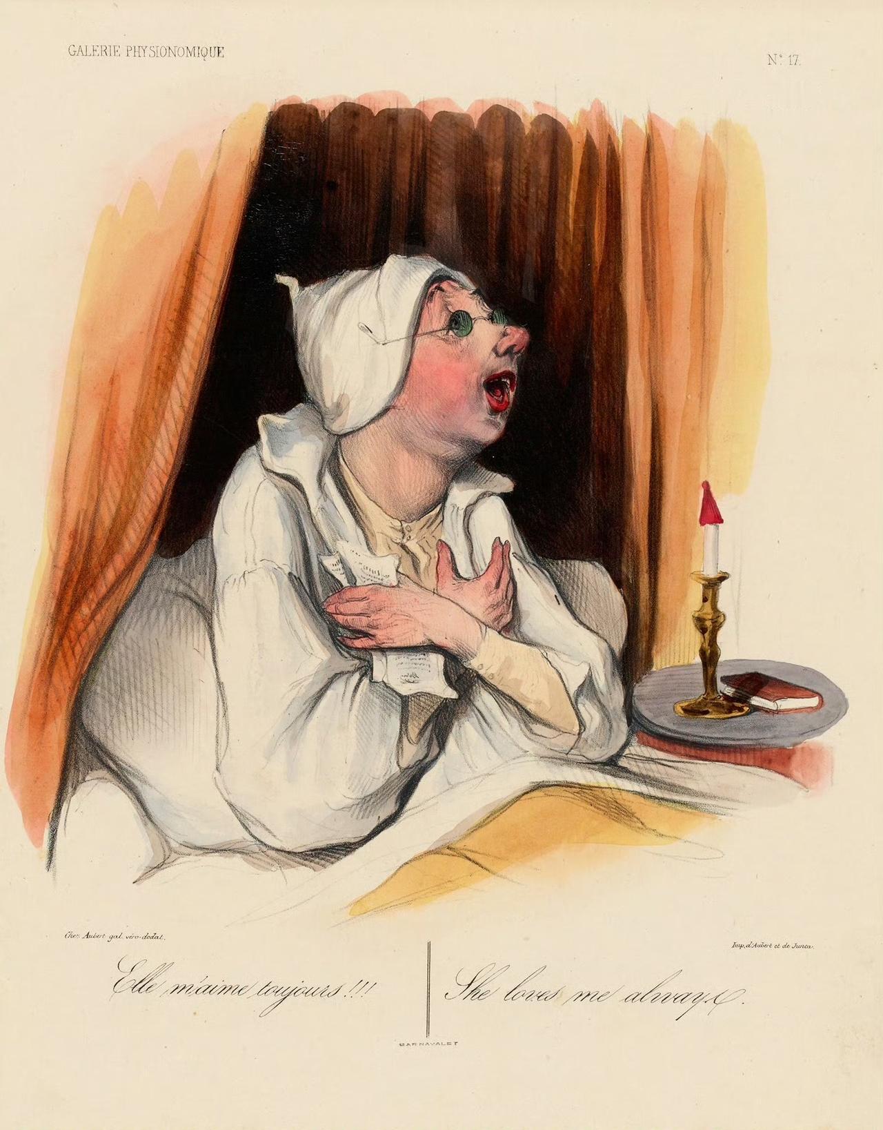 【法国漫画家：查尔斯-约瑟夫·特拉维埃·德·维莱尔画作欣赏】01-《她一直爱着