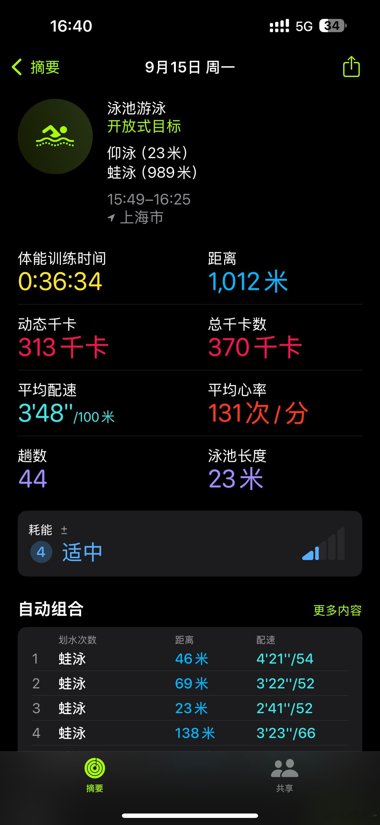 今天跑了两个活动抽空游个泳奖励自己[并不简单]​​​
