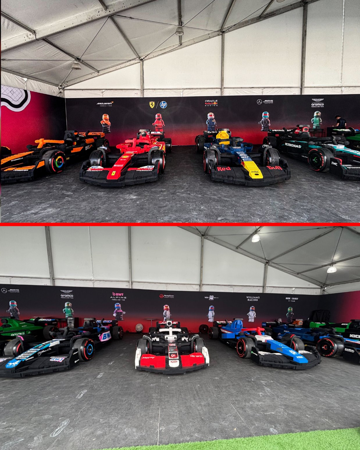 F1乐高在迈阿密大奖赛周末展示了十支车队的1:1积木车[doge]2025F1