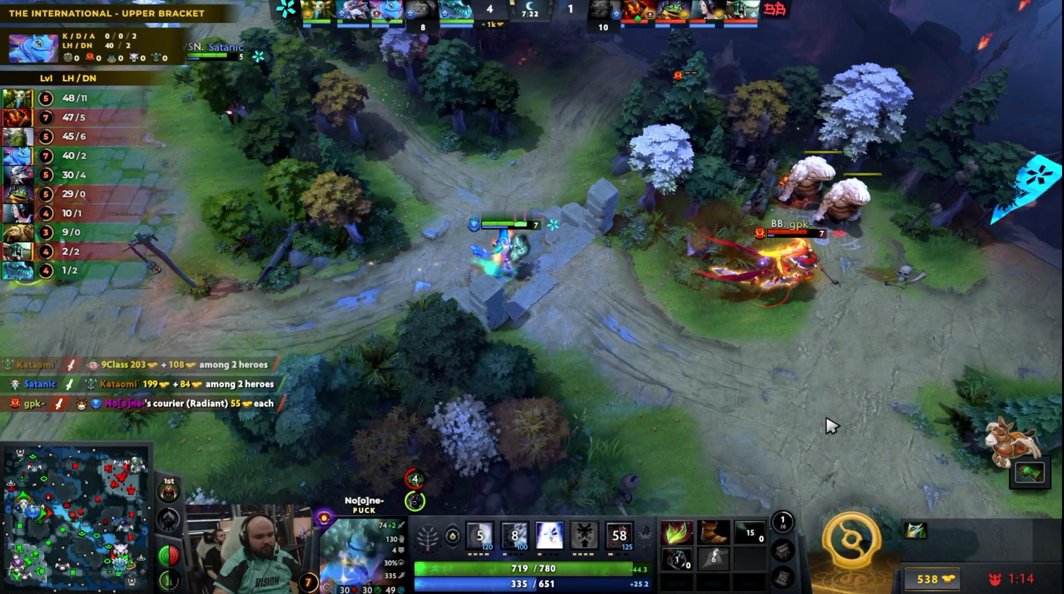DOTA2TI15淘汰赛胜者组第一轮Vision对阵BB战队BO3第二局，经过