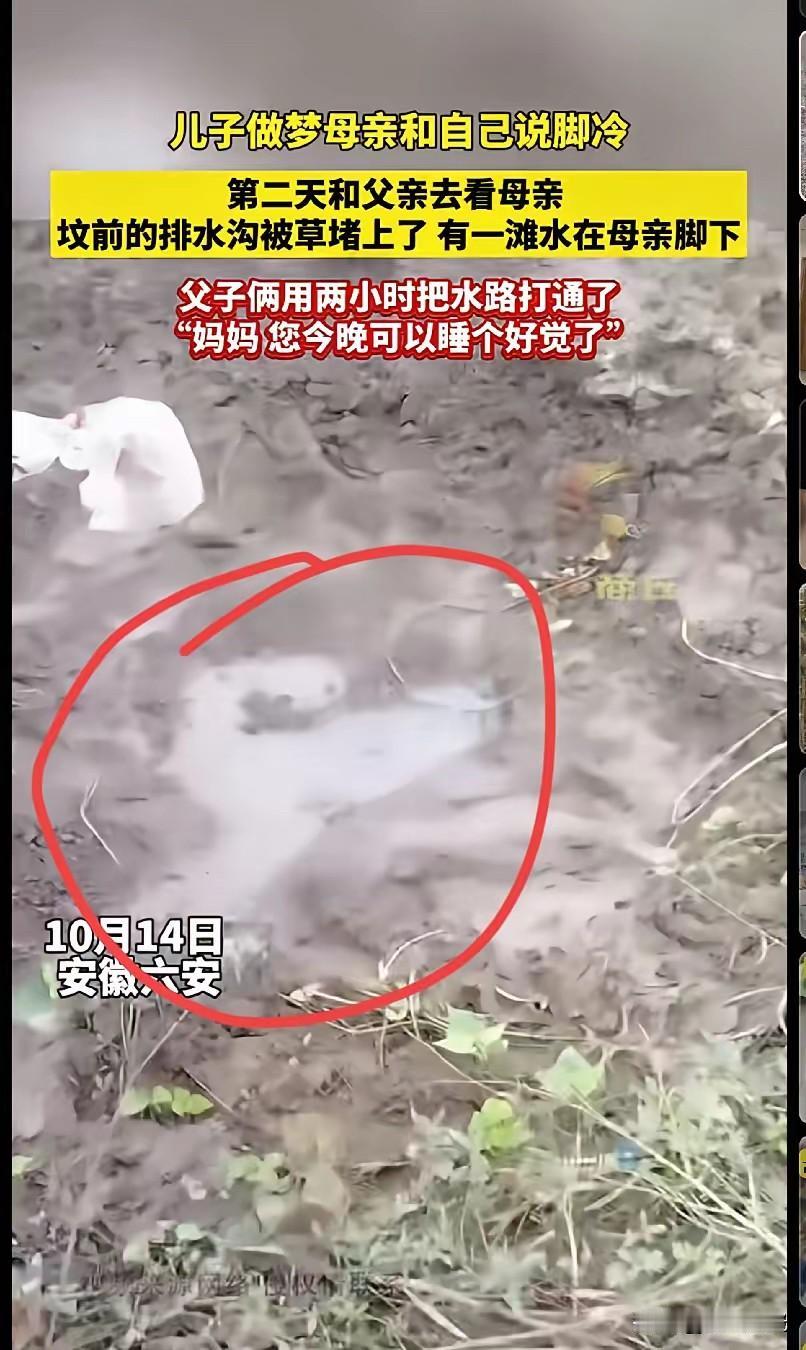 “家人们谁懂啊！安徽六安一儿子做梦，妈妈跟他说脚冷。第二天和爸爸去坟前一看，好家