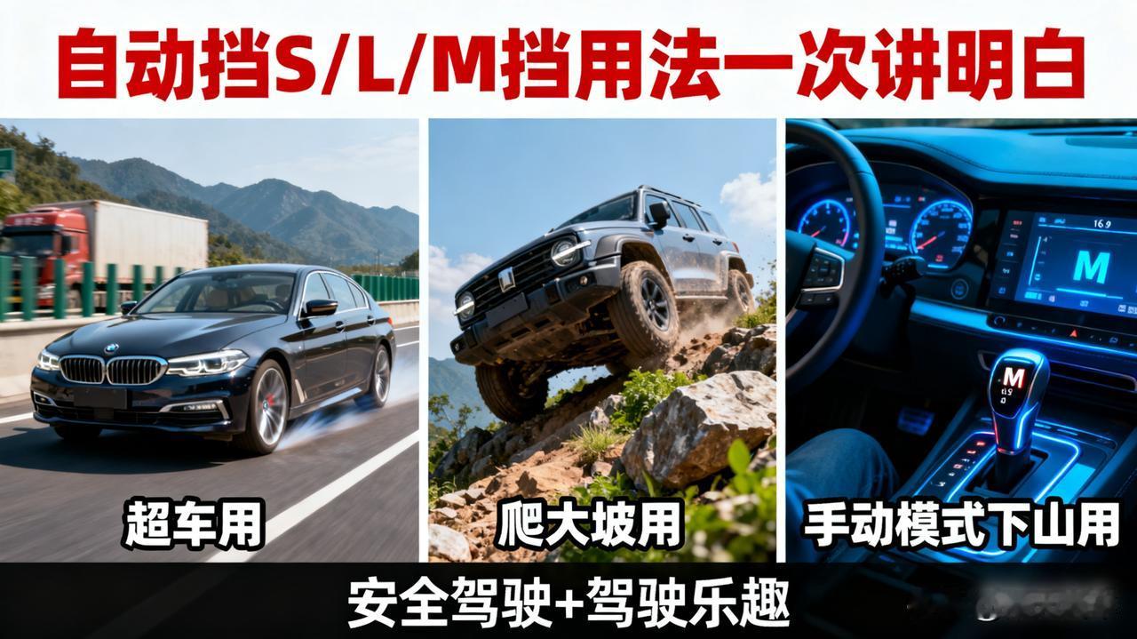 自动挡上的S挡、L挡、M挡到底啥时候用？一次给你讲明白。S挡超车用，L挡爬大