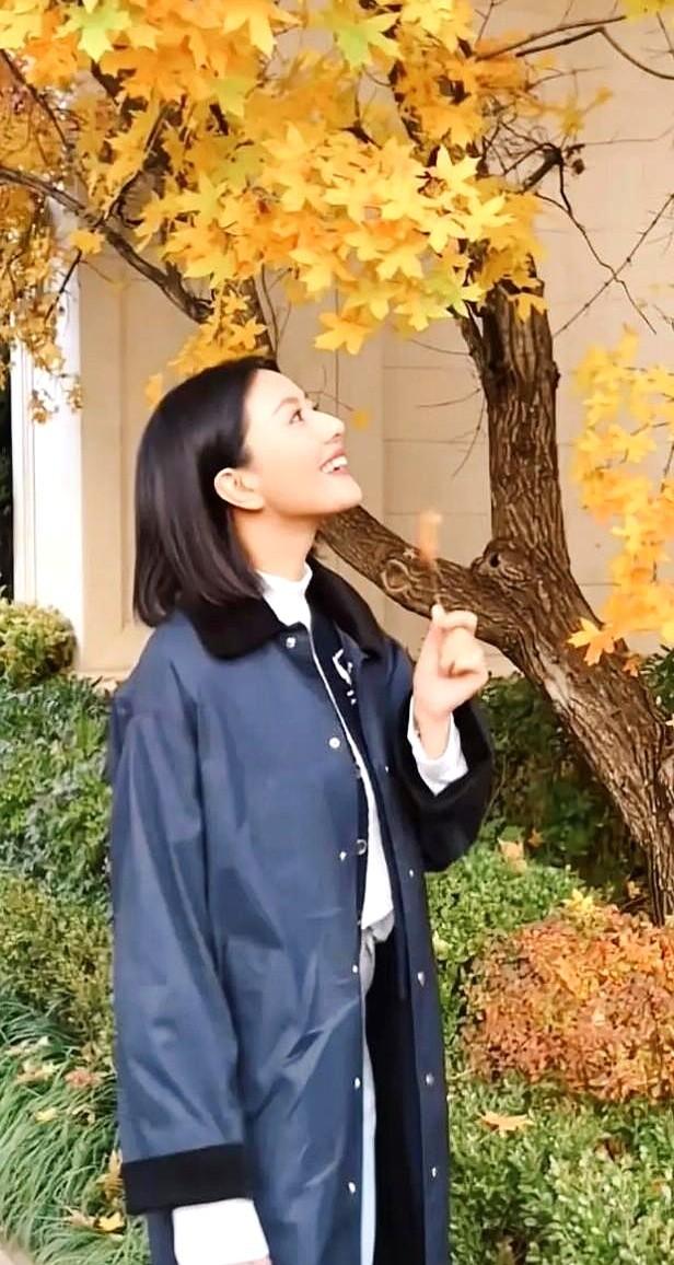 捡起一片落叶，连精致妆发都没搞，照片直接在全网刷屏了。高圆圆哪怕只是站在秋风