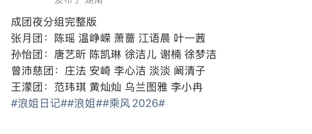 浪7成团夜分组曝浪姐成团夜分组总决赛分组