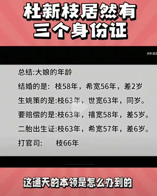 28错换迷雾又添猛料！杜新枝多重身份这事儿越挖越魔幻！不同场景下，年龄
