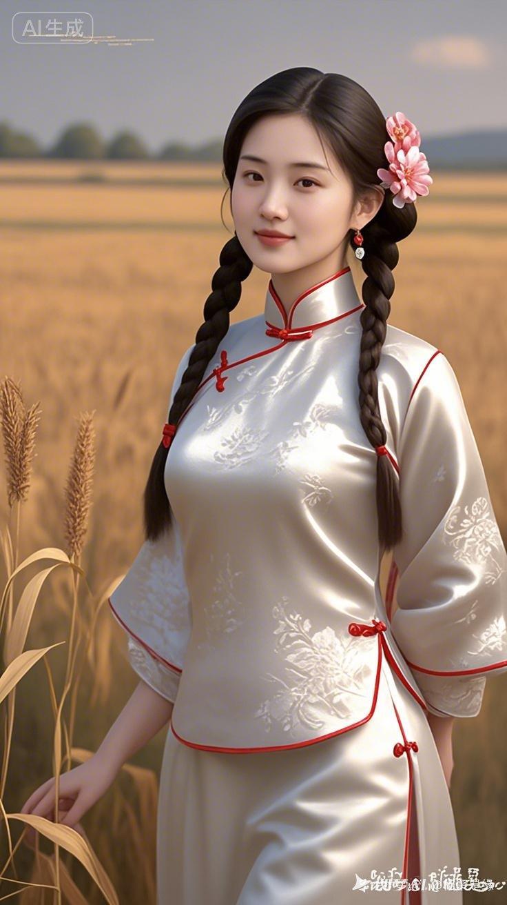 “古风少女，花海中的优雅”🌸👗💐